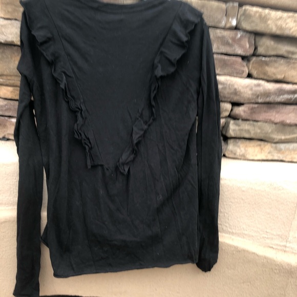 Wild fox women black ruffle T-shirt Size Small - Picture 7 of 16